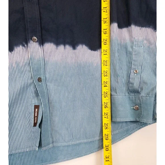 Michael Kors Button Down Shirt Stripe Ombre Men XXL Blue Long Sleeve Casual - Picture 4 of 11